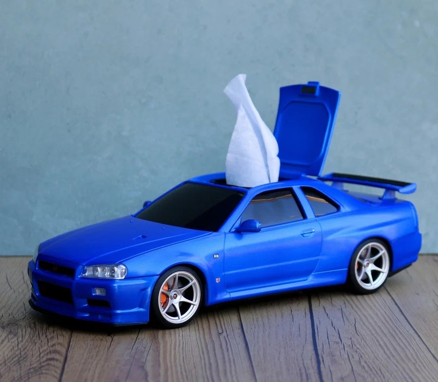 Nissan Skyline GT-R BNR34 Blue Designed Wet Tissue Wipe Case