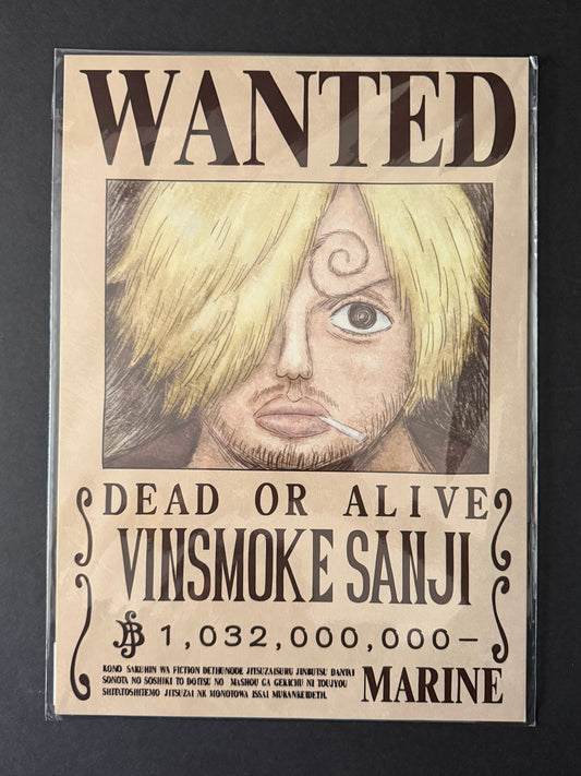 One Piece - Navy Issued Official Wanted Poster - Vinsmoke Sanji (1.032 Billion)