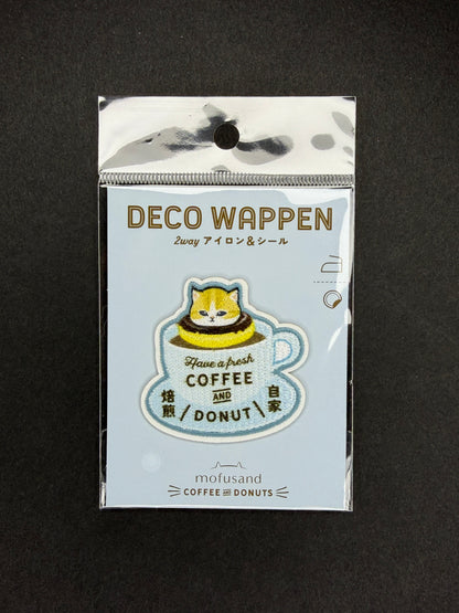 Mofusand COFFEE AND DONUTS 2way Iron-on Patch & Sticker - Home Roasted