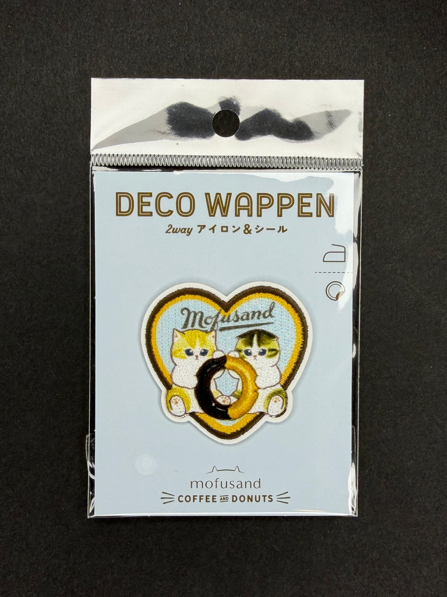 Mofusand COFFEE AND DONUTS 2way Iron-on Patch & Sticker - Heart Donut