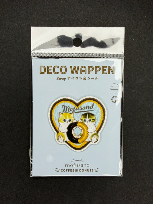 Mofusand COFFEE AND DONUTS 2way Iron-on Patch & Sticker - Heart Donut