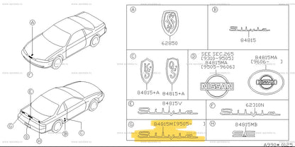 Nissan Genuine Silvia Black Trunk Emblem (for S14 Silvia) - 84895-65F60