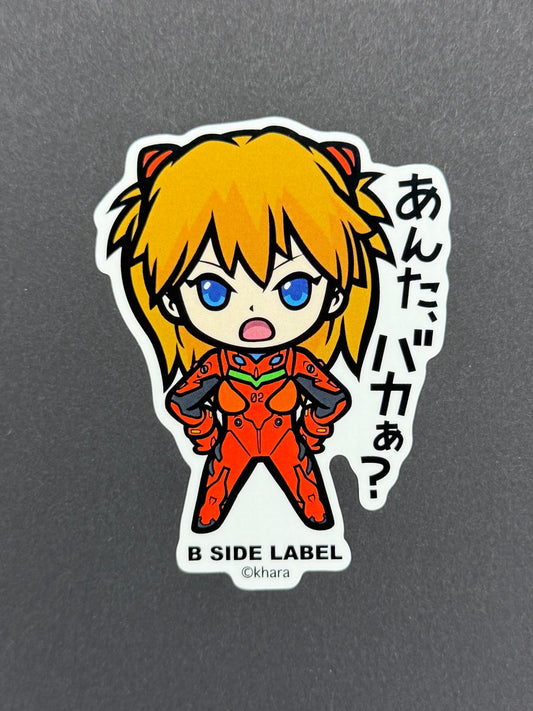 B-SIDE LABEL Collab Sticker - Neon Genesis Evangelion - Asuka Langley Sohryu ("Are you stupid?")