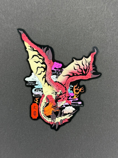 B-SIDE LABEL Collab Sticker - Capcom - Monster Hunter - Rathalos (Ukiyo-e)