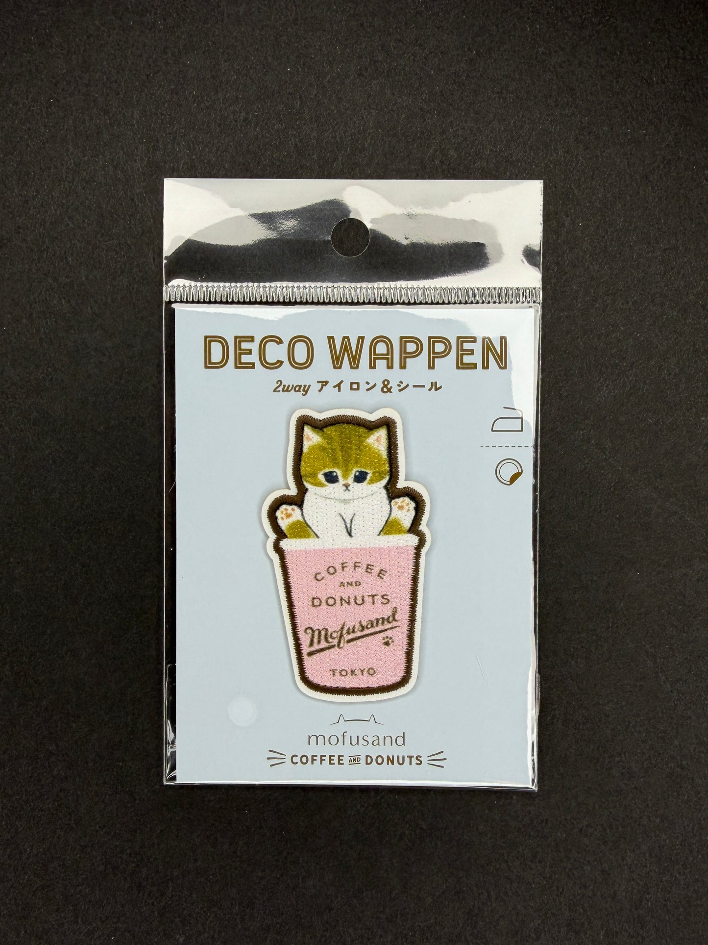 Mofusand COFFEE AND DONUTS 2way Iron-on Patch & Sticker - To-Go Cup